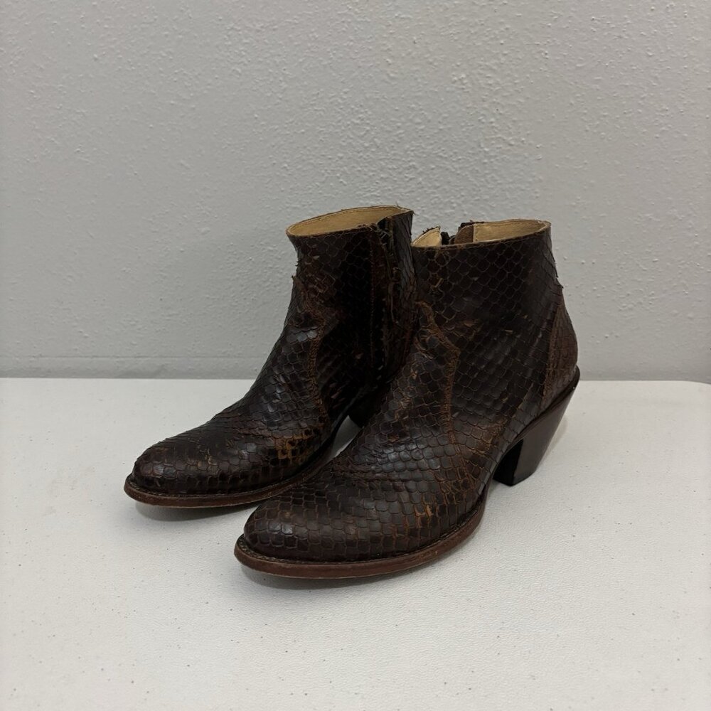 Idyllwind  Miranda Lambert  Brown Western Snake Leather Booties Boots Size 6.5